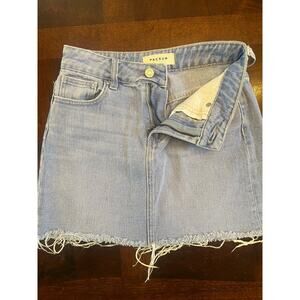 Pacsun Light Wash High Rise Denim Mini Skirt Size 23 Raw Hem Y2K